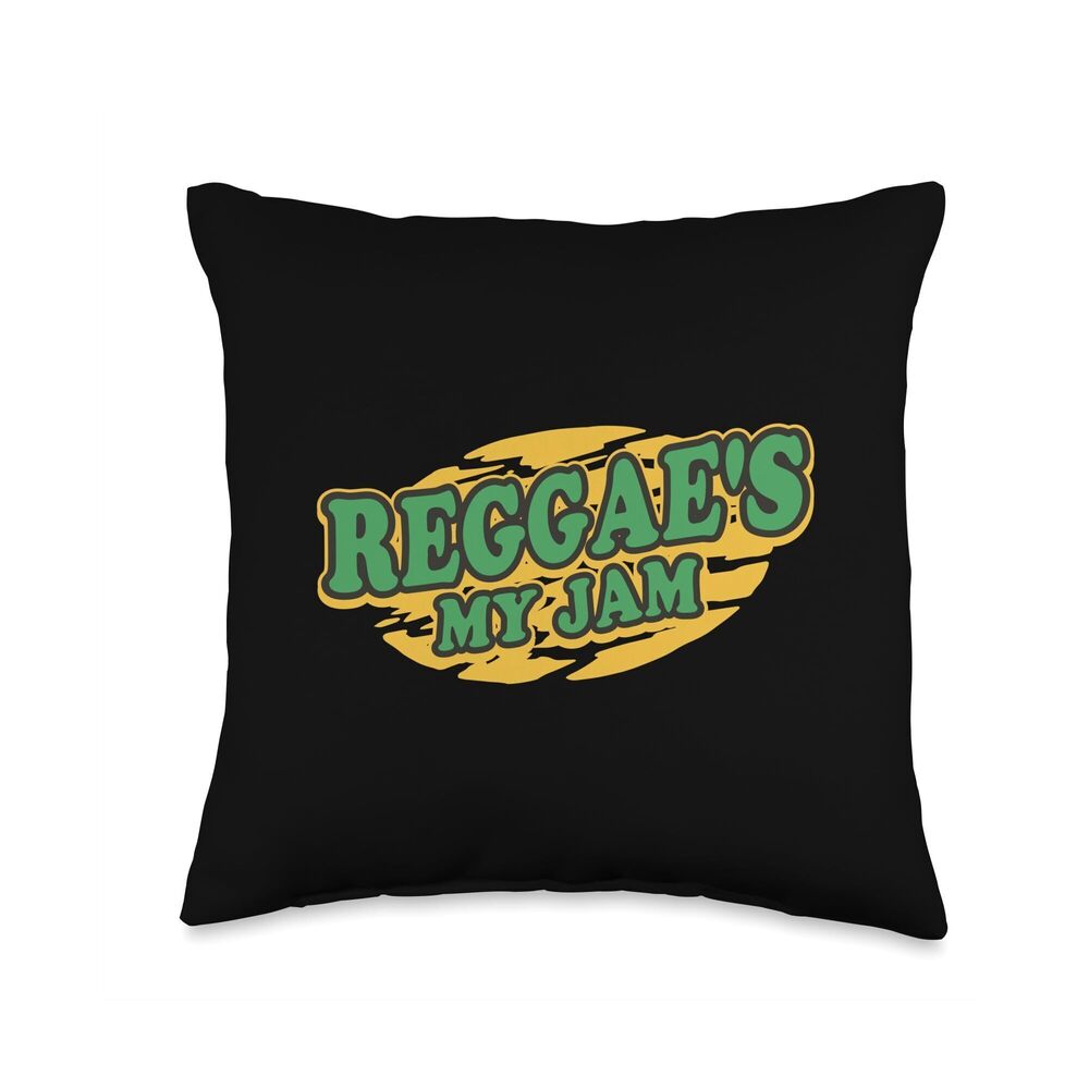8015 Reggae's My Jam Jamaican Caribbean Rastafari Music Lover Throw Pillow
